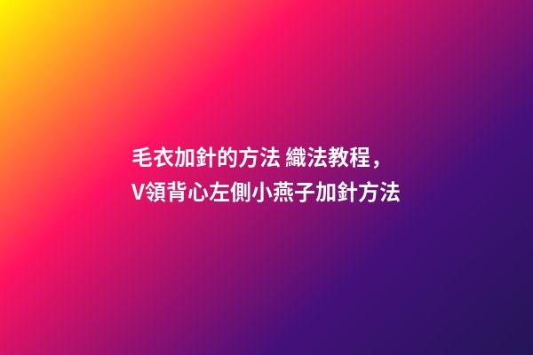 毛衣加針的方法 織法教程，V領背心左側小燕子加針方法-第1張-觀點-玄機派